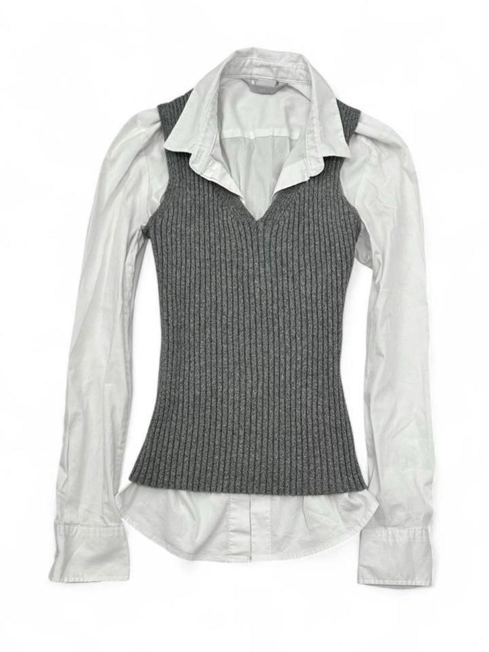 Y2K 2000s Gap Ribbed Gray Sweater Vest